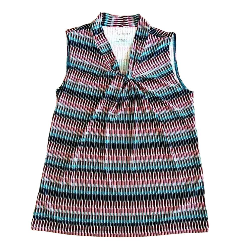 Talbots Women's Small Geometric Multicolor Sleeveless V-Neck Blouse